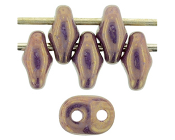 SuperDuo Bead - #P14496 Gold Amethyst Opaque Luster