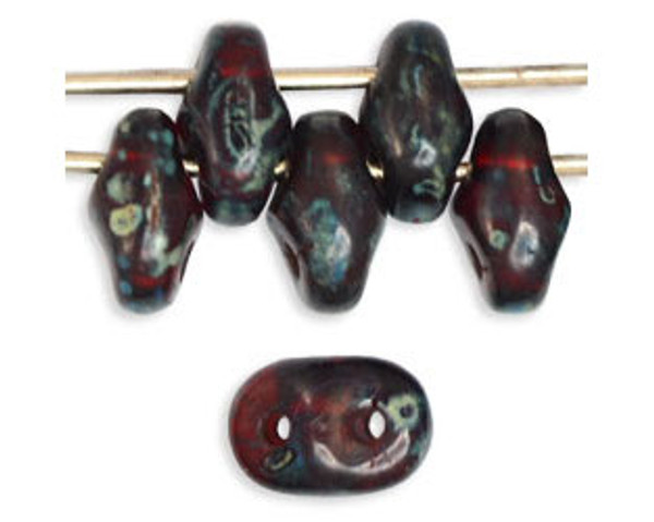 SuperDuo Bead - #T9008 Siam Ruby - Picasso