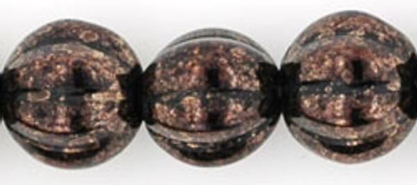 8mm Melon Shaped - Jet - Dark Bronze Marbled