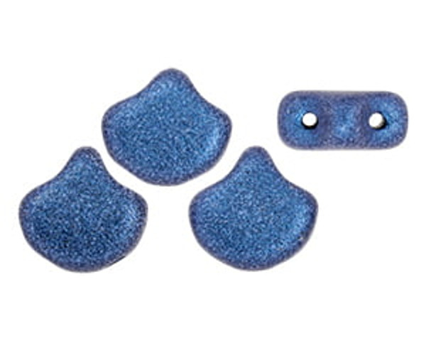 Ginkgo Leaf Bead - Metallic Suede - Blue
