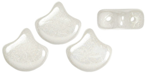 Ginkgo Leaf Bead - White Opaque Luster