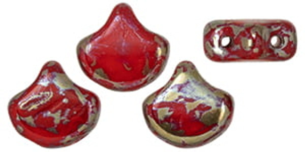 Ginkgo Leaf Bead - Red Opaque - Rembrandt