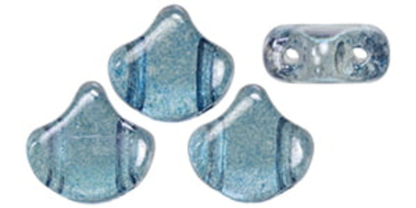 Ginkgo Leaf Bead - Blue Transparent Luster