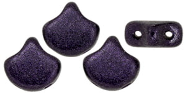 Ginkgo Leaf Bead - Metallic Suede - Dark Purple