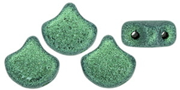 Ginkgo Leaf Bead - Metallic Suede - Light Green