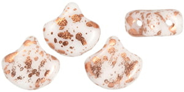 Ginkgo Leaf Bead - White - Copper Splash