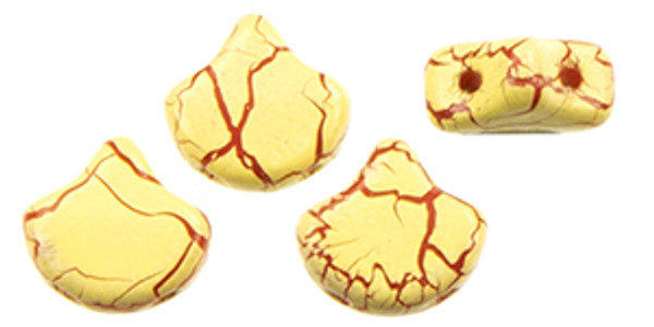 Ginkgo Leaf Bead - Ionic - Light Yellow/Dark Red