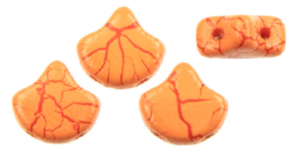 Ginkgo Leaf Bead - Ionic - Orange/Dark Red