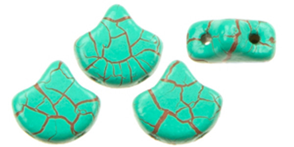 Ginkgo Leaf Bead - Ionic - Turquoise Green/Brown