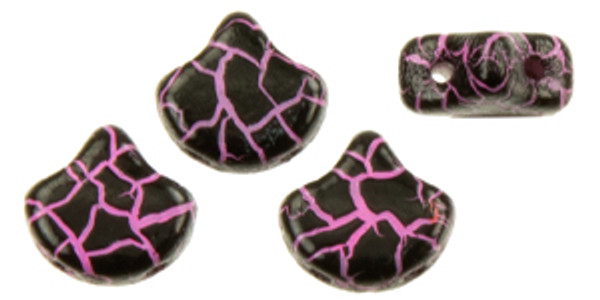 Ginkgo Leaf Bead - Ionic - Jet/Pink