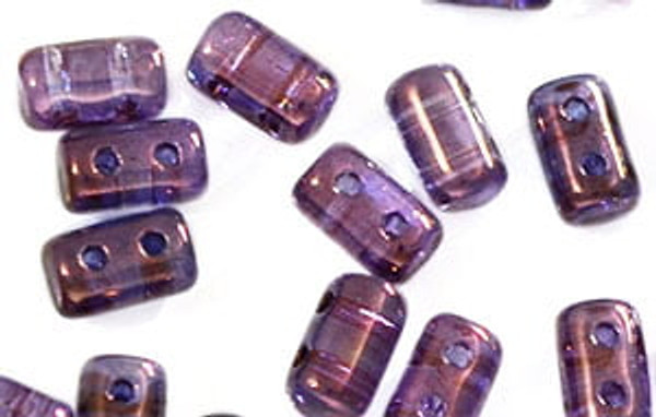 Rulla Two-Holed Beads - Amethyst Transparent Luster