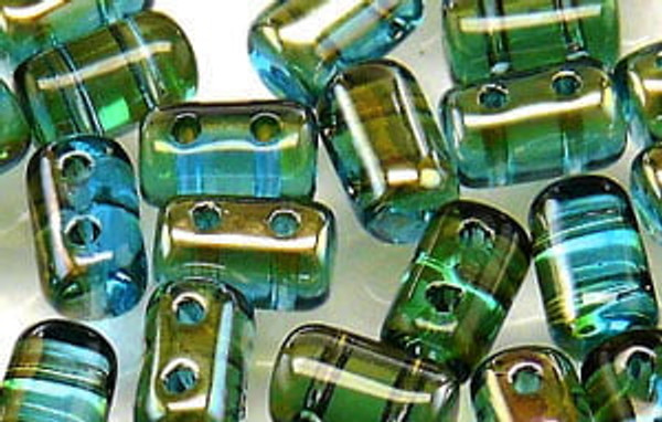 Rulla Two-Holed Beads - Aquamarine Celsian