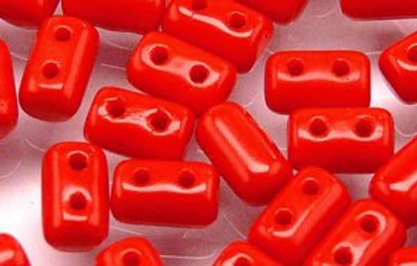 Rulla Two-Holed Beads - Red Opaque