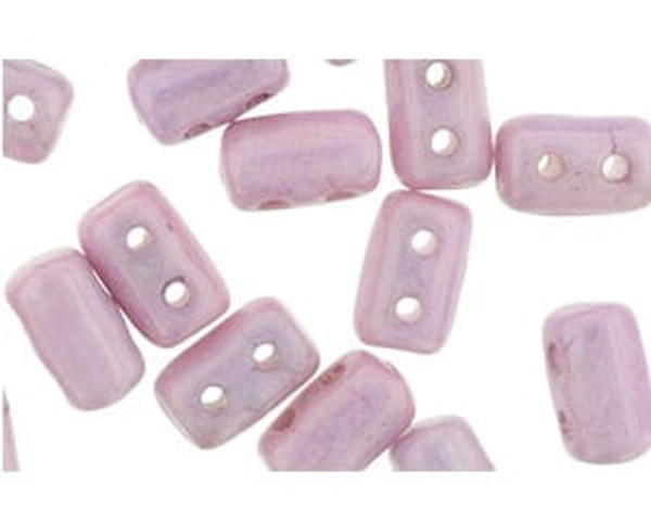 Rulla Two-Holed Beads - Soft Pink Opaque Luster