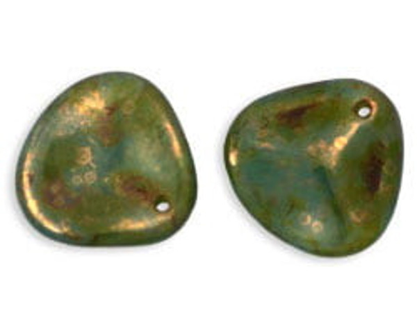 Rose Petals 14mm - Milky Peridot Bronze Picasso