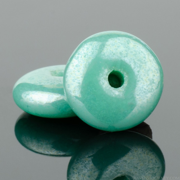 Disc Spacer (6mm) - Turquoise Opaque with White Luster