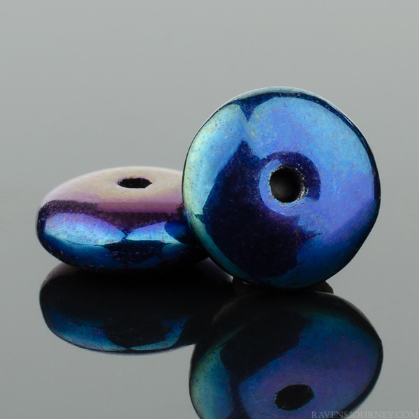 Disc Spacer (6mm) - Peacock Blue Green Opaque Luster