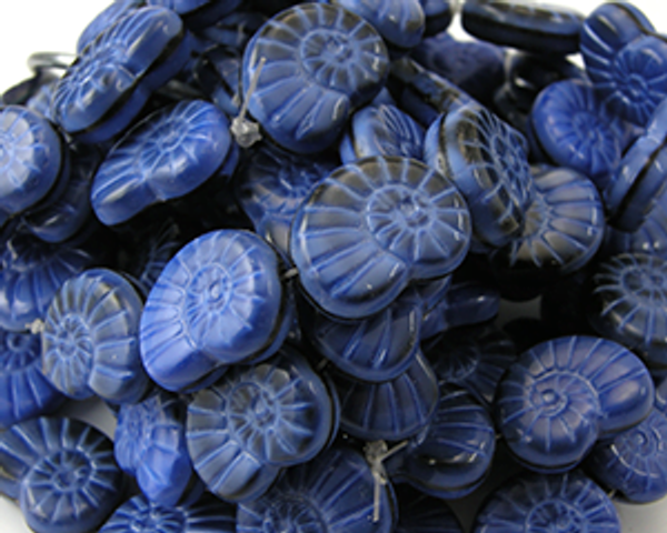 Nautilus Shells 17x14mm - Cobalt Jet Opaque Mix