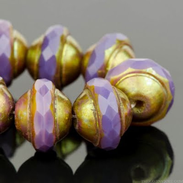 Saturn Shaped Faceted Bead - Purple Silk with Antique Bronze Finish