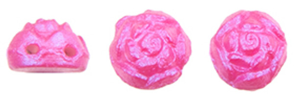 Roseta Two-Hole Cabochon - Chatoyant - Raspberry Rose