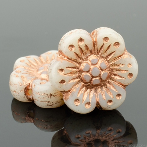 Wild Rose - 14mm Ivory Opaque with Copper Wash