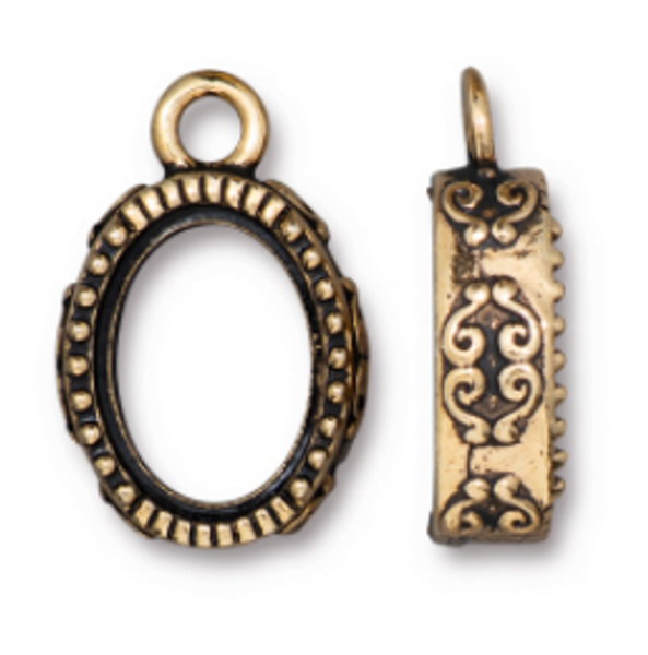 TierraCast Pendant: Oval Scroll 14x10mm Bezel | 1 each