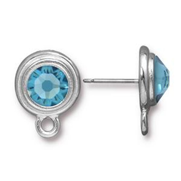 Tierracast Post & Clips: Post, SS34 Stepped Bezel Bright Rhodium Crystalized | 1 Pair