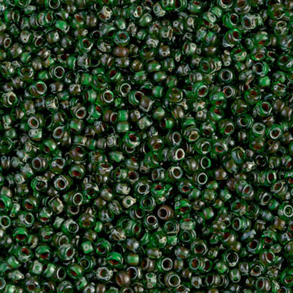 Round Seed Bead by Miyuki - #4507 Green Transparent Picasso