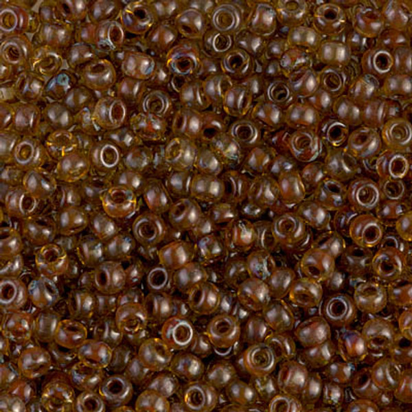 Round Seed Bead by Miyuki - #4501 Light Topaz Transparent Picasso