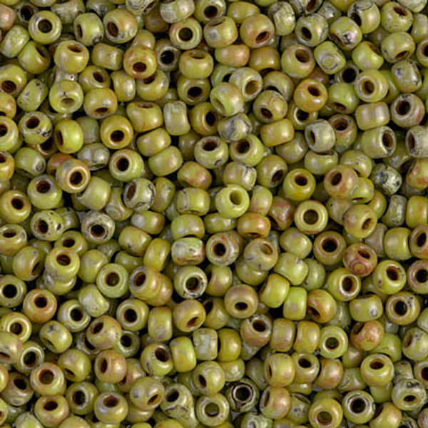 Round Seed Bead by Miyuki - #4515 Chartreuse Opaque Picasso