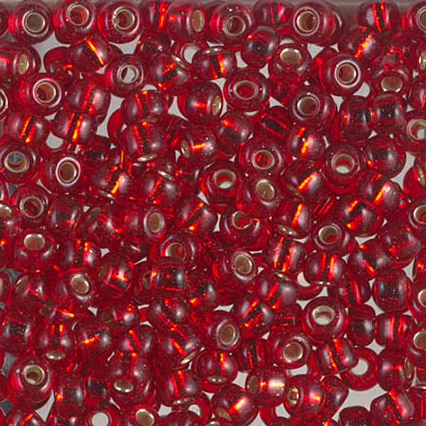 Round Seed Bead by Miyuki - #141-S Ruby Transparent Silver-Lined