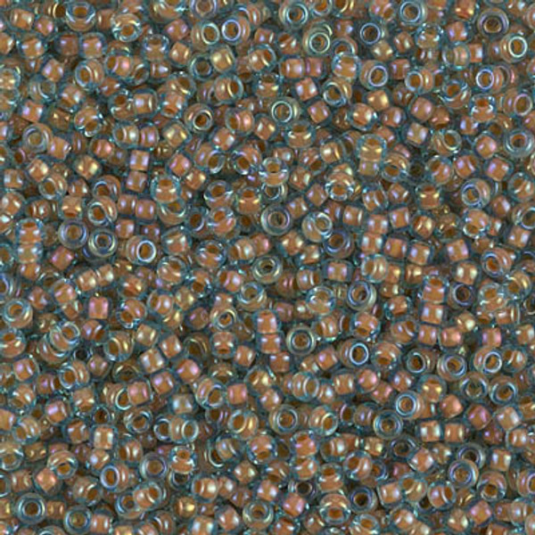 Round Seed Bead by Miyuki - #351 Peach / Aqua Inside Color Lined Luster