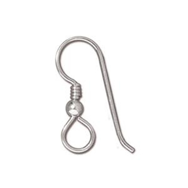 Tierracast Earwires: French Hook Sterling Silver w/Bead & Coil, Large Loop | Pack of 4