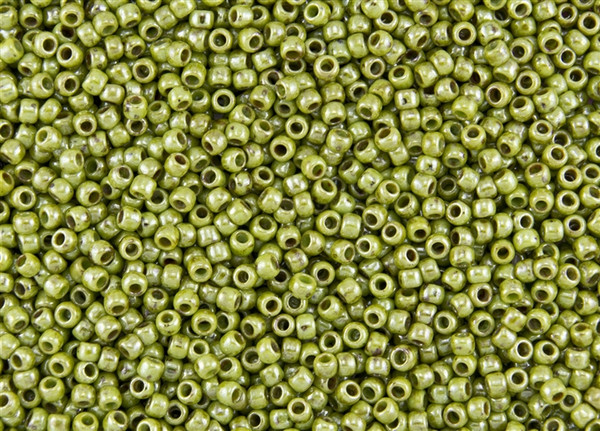 Round Seed Bead by Toho - #Y138 HYBRID Green Picasso Luster *Discontinued*