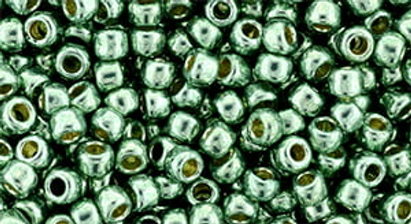 Round Seed Bead by Toho - #PF589 PermaFinish - Galvanized Jade Green