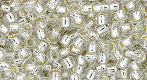 Round Seed Bead by Toho - #PF21 PermaFinish - Clear Transparent Silver-Lined