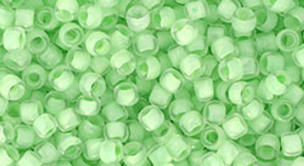 Round Seed Bead by Toho - #975 Clear / Neon Sea Foam Inside Color Lined