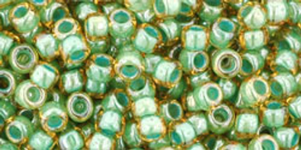 Round Seed Bead by Toho - #380 Topaz / Mint Julep Inside Color Lined
