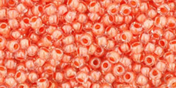 Round Seed Bead by Toho - #985 Clear / Salmon Inside Color Lined