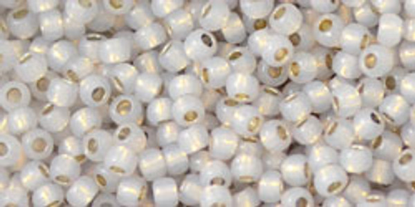 Round Seed Bead by Toho - #PF2101 PermaFinish - Milky Cloud Transparent Silver-Lined