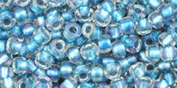 Round Seed Bead by Toho - #263 Clear / Light Capri Blue Inside Color Lined Rainbow