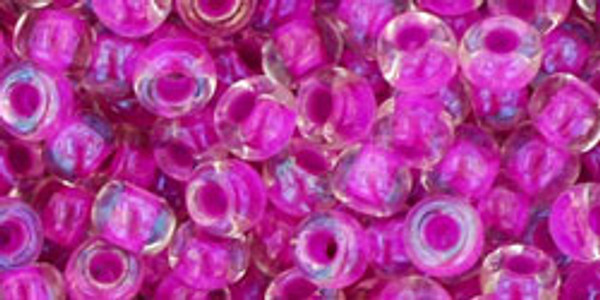 Round Seed Bead by Toho - #790 Clear / Fuchsia Opaque Inside Color Lined