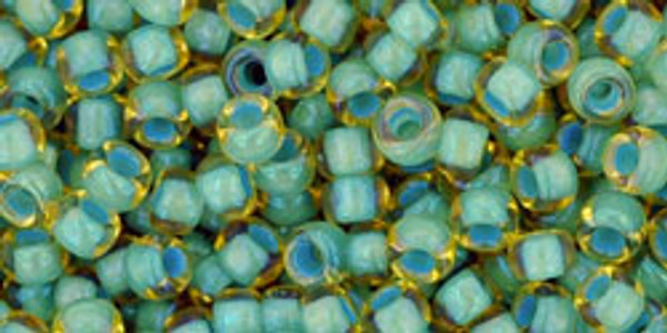 Round Seed Bead by Toho - #952 Light Topaz / Sea Foam Inside Color Lined Rainbow