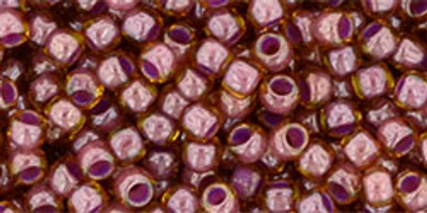 Round Seed Bead by Toho - #960 Light Topaz / Pink Inside Color Lined