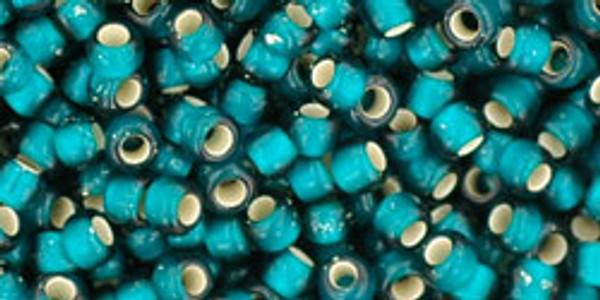 Round Seed Bead by Toho - #27-BDF Teal Transparent Silver-Lined Matte