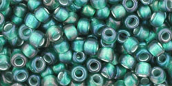 Round Seed Bead by Toho - #270-F Clear / Prairie Green Inside Color Lined Matte