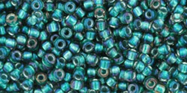 Round Seed Bead by Toho - #270 Clear / Prairie Green Inside Color Lined