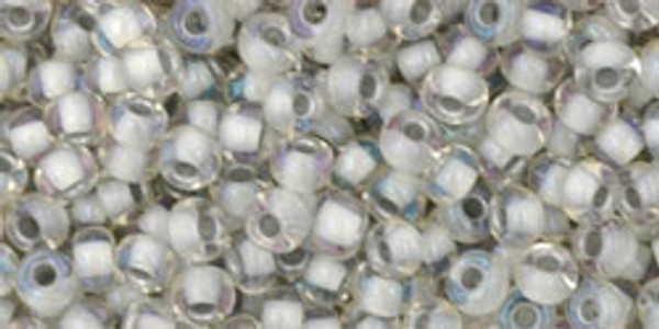 Round Seed Bead by Toho - #261 Clear / Gray Inside Color Lined Rainbow
