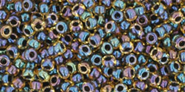 Round Seed Bead by Toho - #0245 Jonquil / Jet Inside Color Lined Rainbow