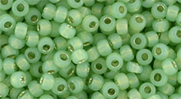 Round Seed Bead by Toho - #2103 Milky Peridot Transparent Silver-Lined